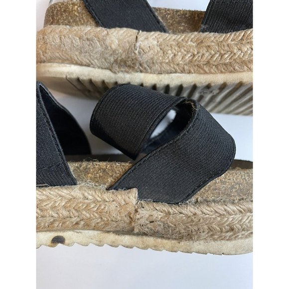 Cushionaire Mandy Flatform Sandals Size 7.5M Cork Footbed Espadrille Black Strap - Picture 11 of 11